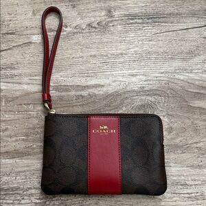 Coach Red and Brown Wristlet